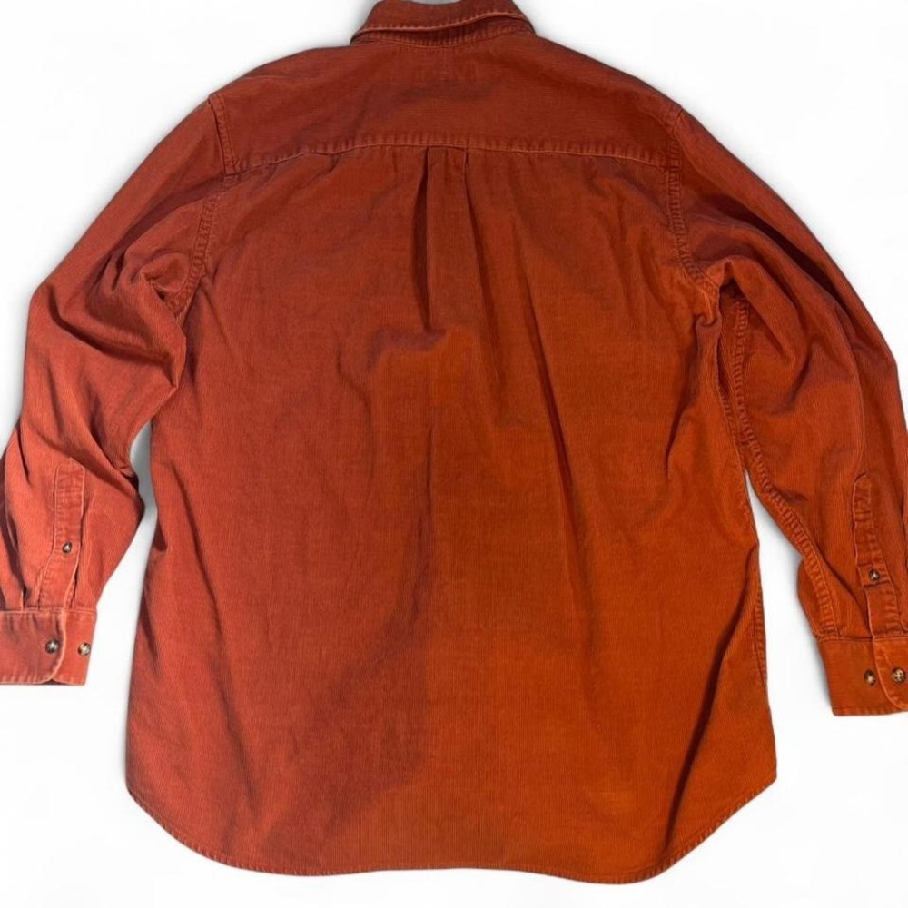 Evergreen Men's 100% Cotton Orange Corduroy Button Up Size Large - Picture 2 of 5